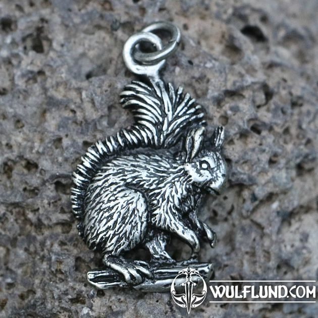 Pendentif écureuil En Argent 925 Avec Diamant 0.22 Ct – Style Bohème Et Naturel – Gris Oxydé