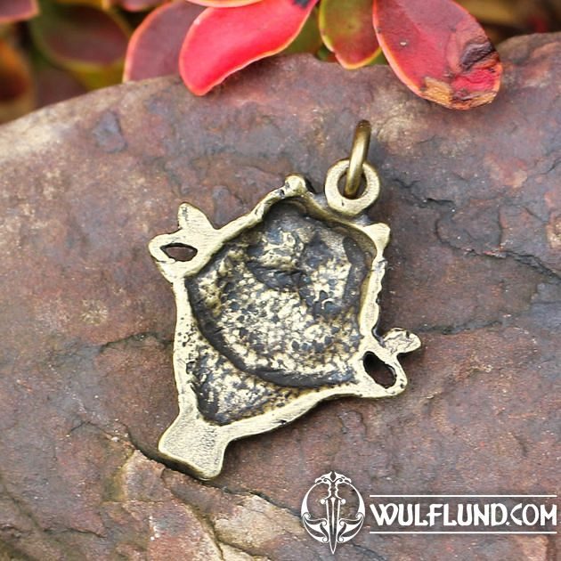 Owl on Branch, amulet, zinc ant. brass Drakkaria animal pendants ...