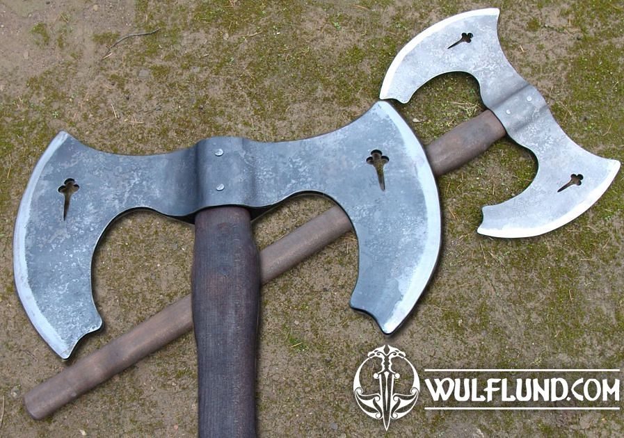 Double Bladed Axe European Replicas Fantasy Battle Weapons Game Wulflund Com