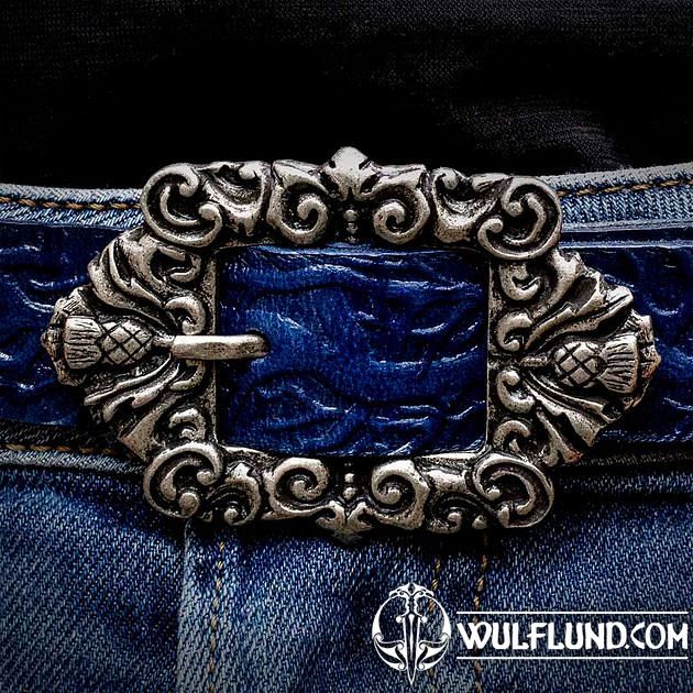 ALBA Scottish Belt Buckle with Thistle ant. brass Drakkaria belt  accessories Leather Products We make history come alive!