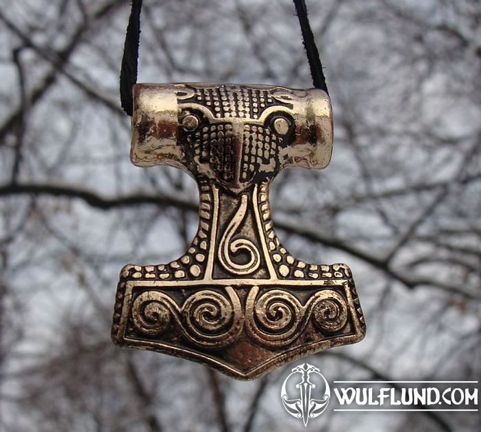 RAVEN HEAD THOR HAMMER, large gold plated talisman viking pendants amulets  and talismans, Jewellery - wulflund.com