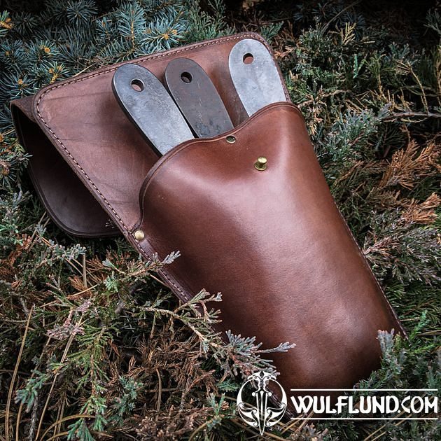 LEATHER BELT CASE for 3 Throwing Knives Drakkaria Accessories for