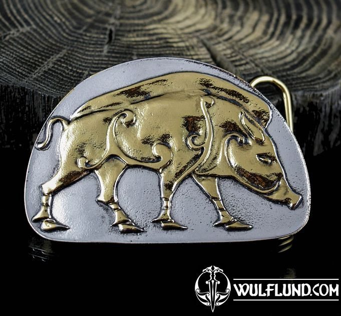 Sanglier Celtique, boucle de ceinture - couleur dorée Ceintures à boucles  interchangeables Cuir : produits et outils - wulflund.com