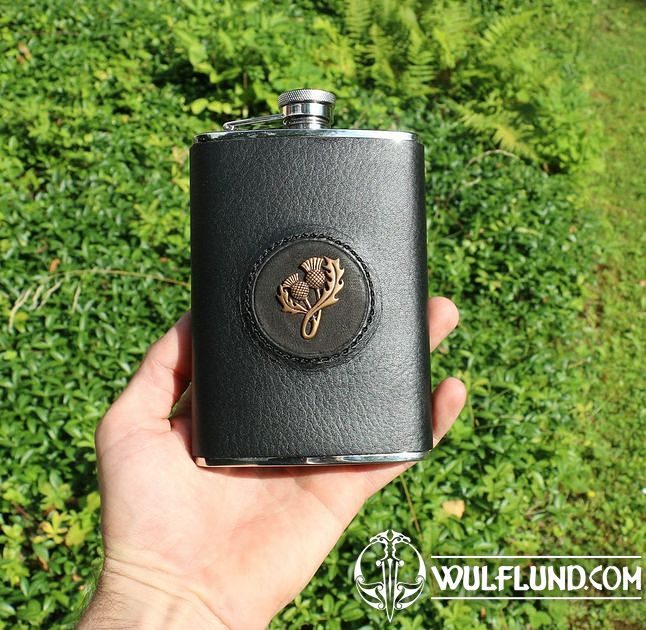 Hip Flask, Scottish Thistle bottles, hip flasks Leather Products