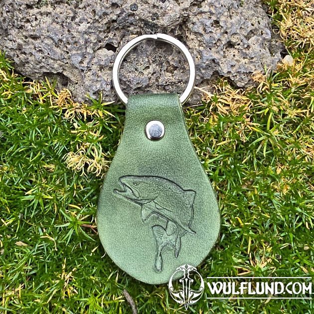 Porte-clés Loup En Cuir Synthétique Vert – Breloque Souple Et Résistante, Multi-usage (sac, Clés, Décoration), 6x11cm