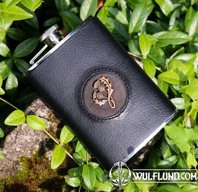 Hip Flask, Scottish Thistle bottles, hip flasks Leather Products