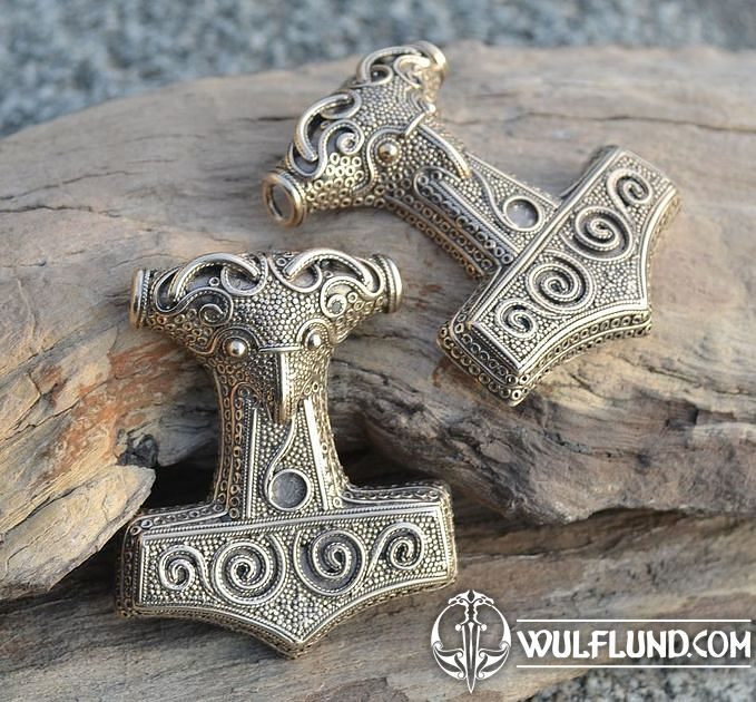 Norse/Scania/Medieval/Raven/Odin Bronze Viking Thor's Hammer Mjolnir Pendant 