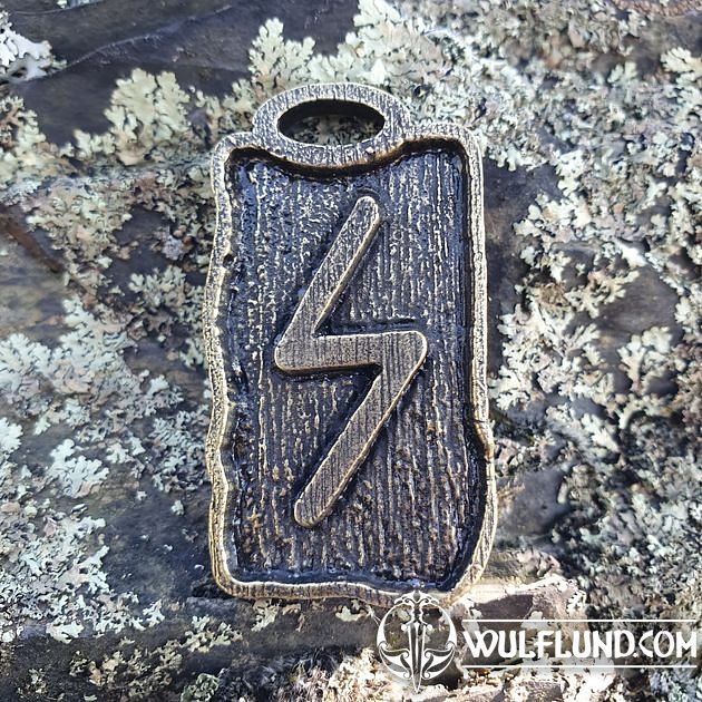 SOWULO - rune pendant, zinc, ant. brass Drakkaria Runenanhänger ...