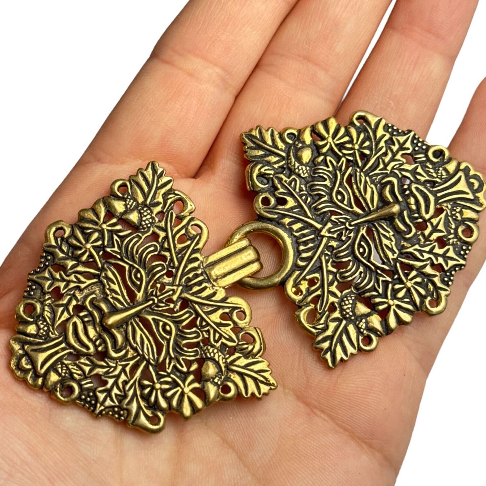 Broche Vintage En Bronze Doré - Visage D'homme Au Turban - Bijou Art Déco - Occasion