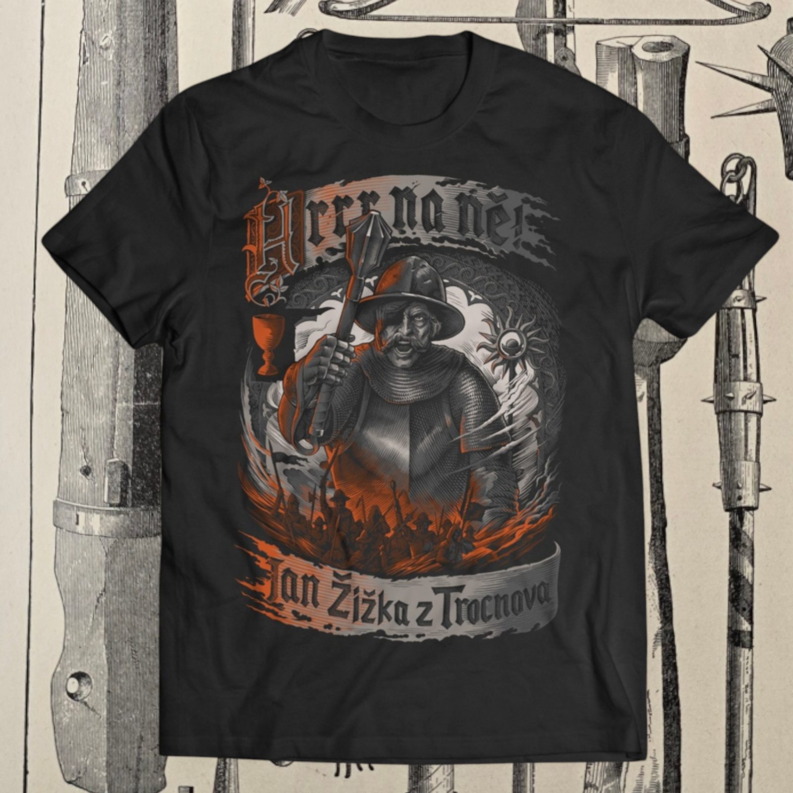 Jan Žižka - Hrrr at them!!! men's t-shirt coloured Wulflund