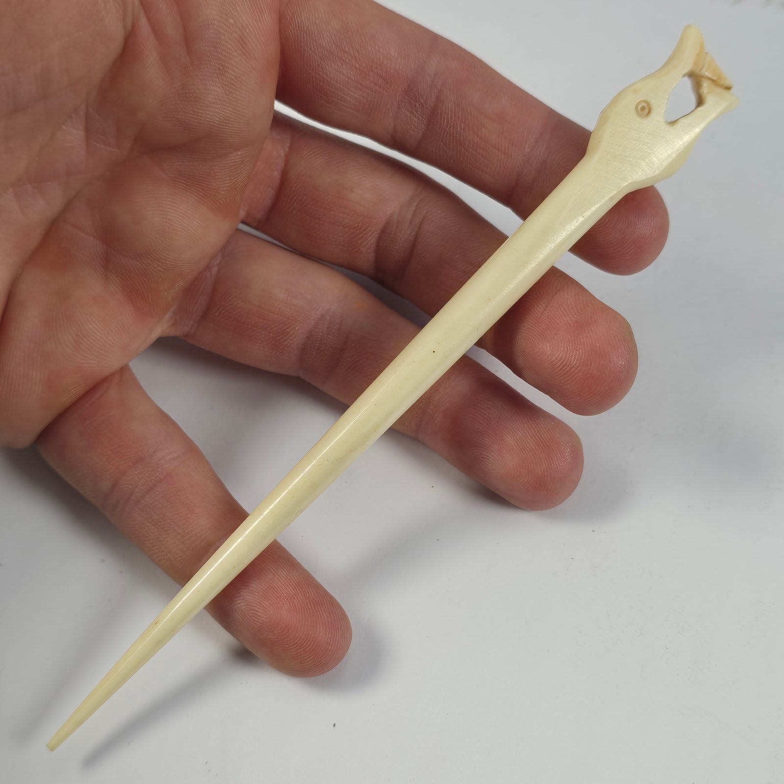 Viking carved bone pin - snake Wulflund