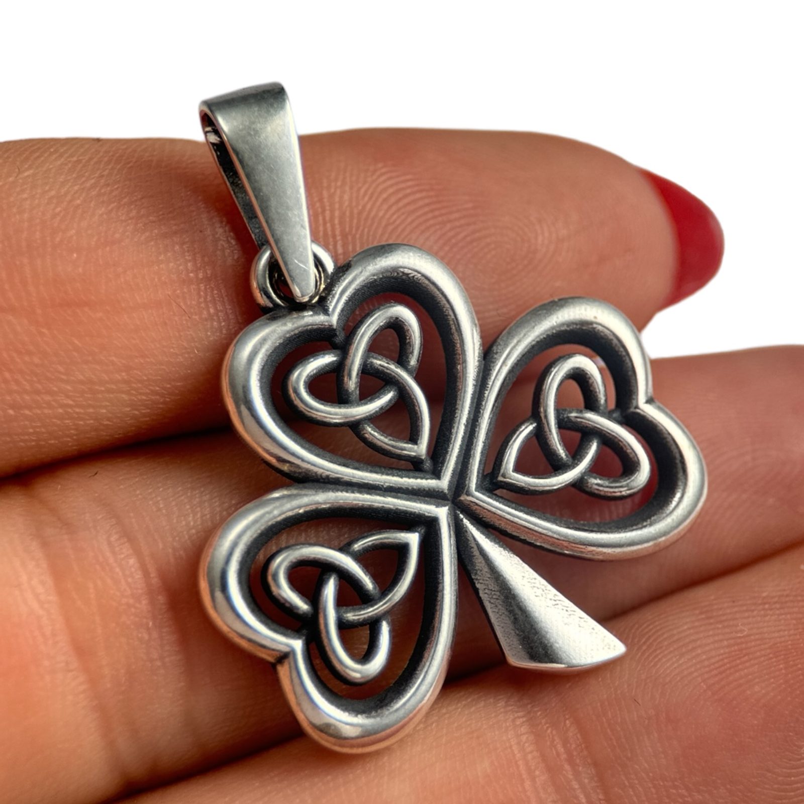 Silver 4 Leaf Clover Saint Patricks Large Lucky Irish Shamrock