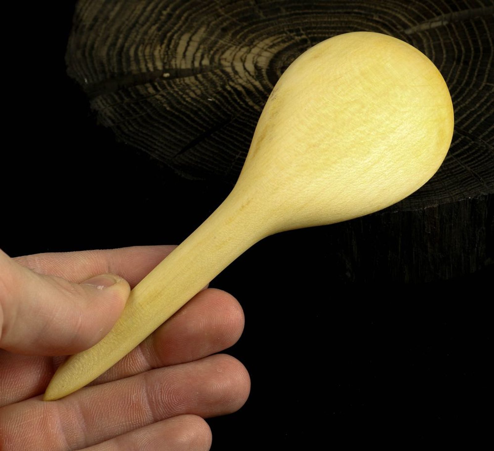 Grande Cuillère De Service En Bois – Myrte Noir Sculpté Main, Idéale Pour Bol à Gauche Ou Service D’huile