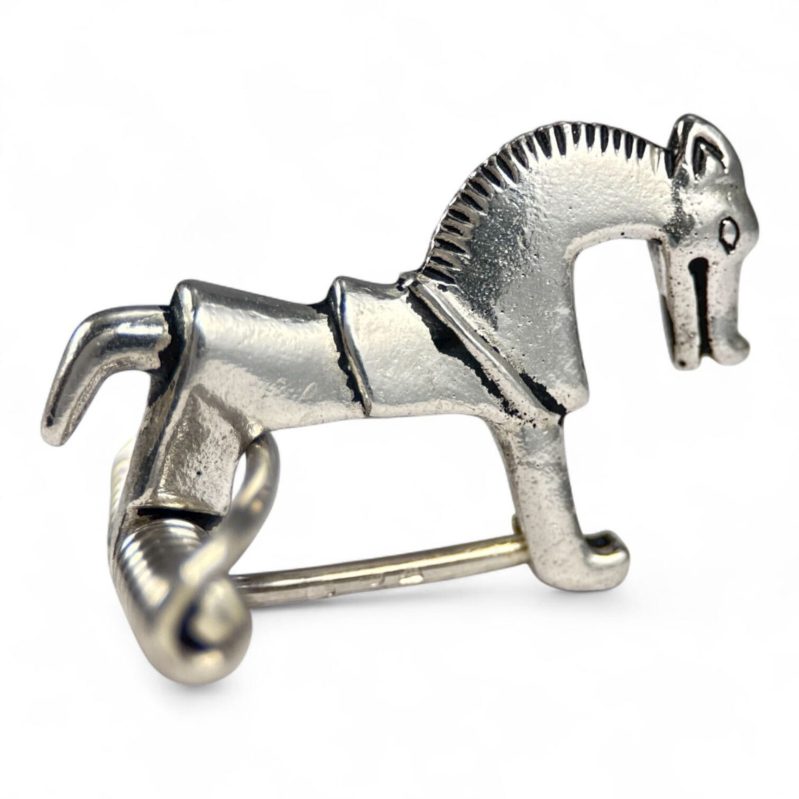Broche Argent Sterling 925 Tête De Cheval Et Fer à Cheval, Vintage, Très Bon état