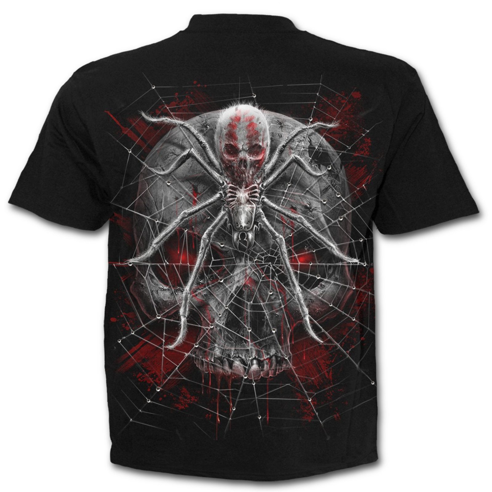 SPIDER SKULL - Front Print T-Shirt Black Wulflund