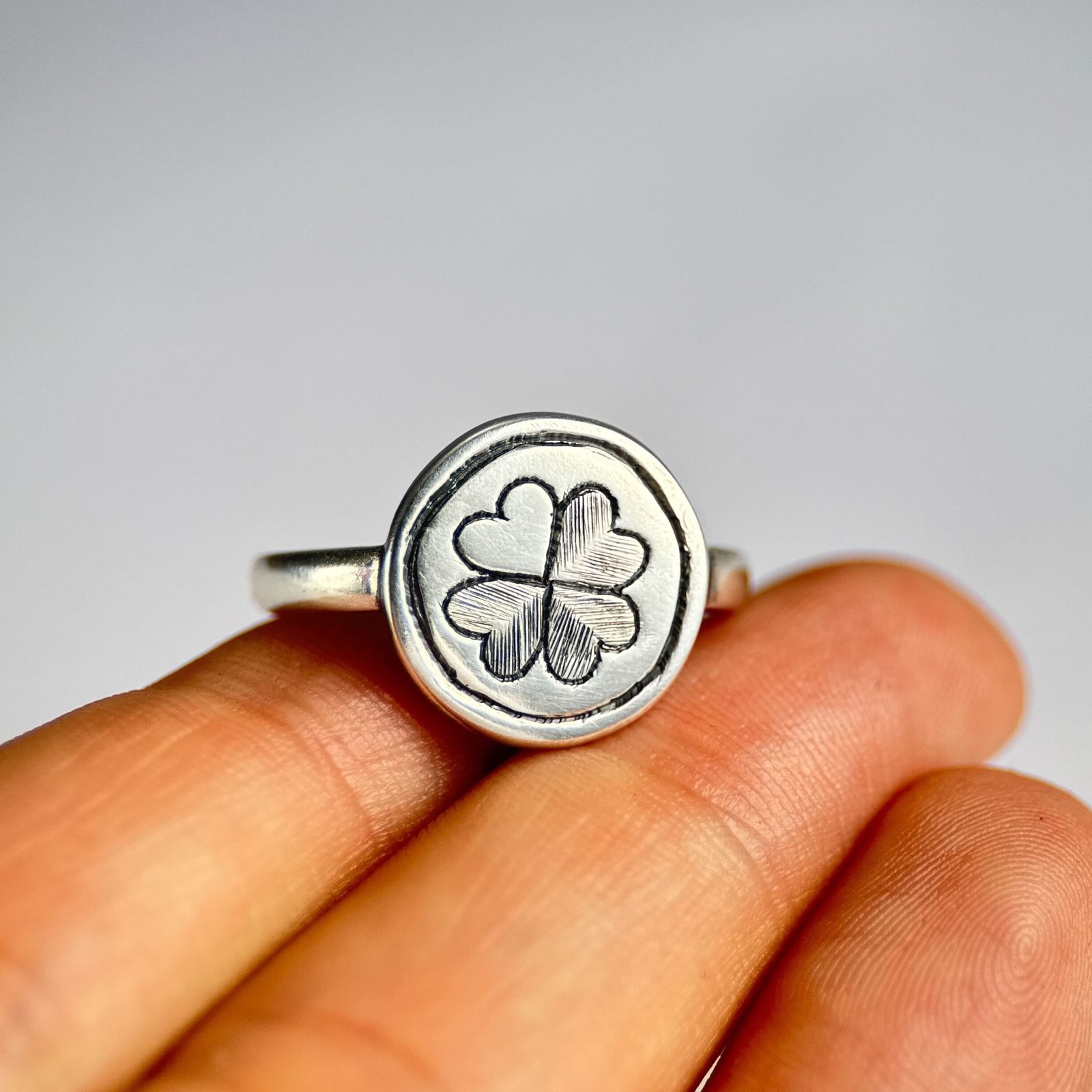 Quatrefoil, medieval ring, silver 925/1000 Wulflund
