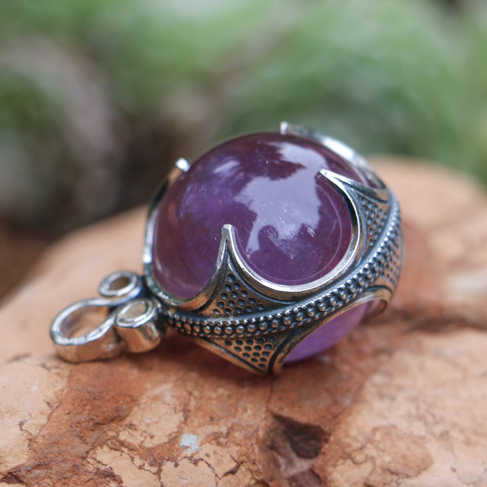 Viking Amethyst Ball Pendant, Gotland, silver Wulflund
