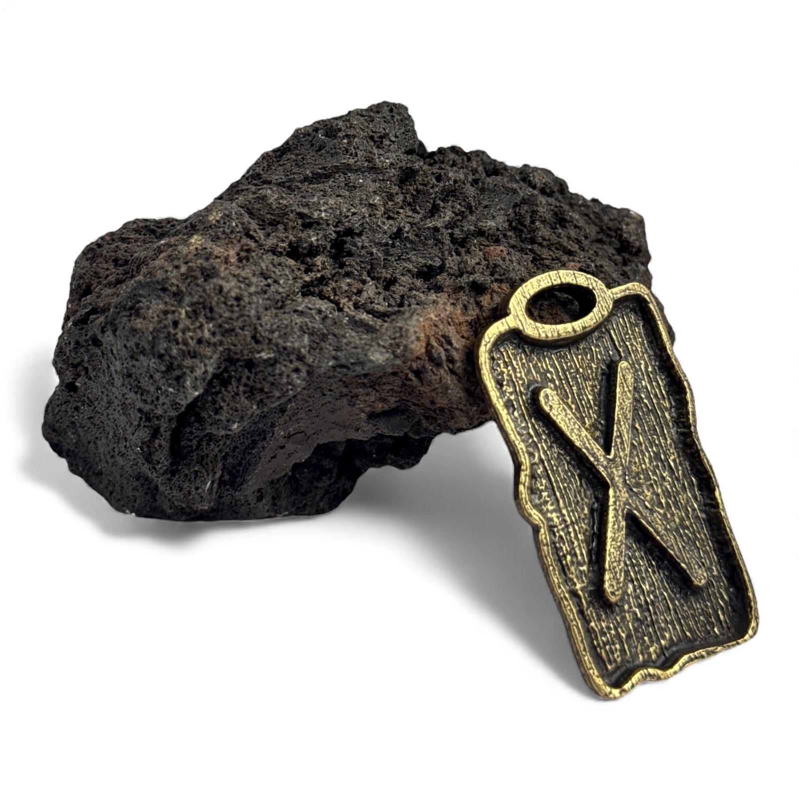 Gebo - rune amulet zinc old brass Wulflund