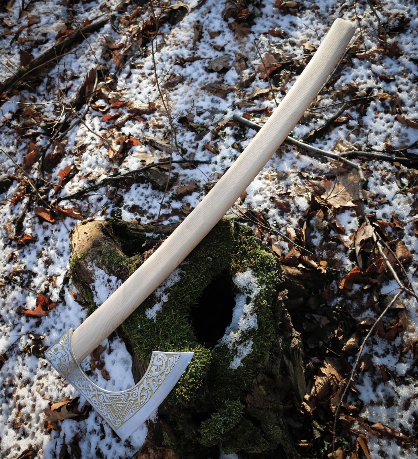 VALKNUT etched Viking Axe - gold plated Wulflund