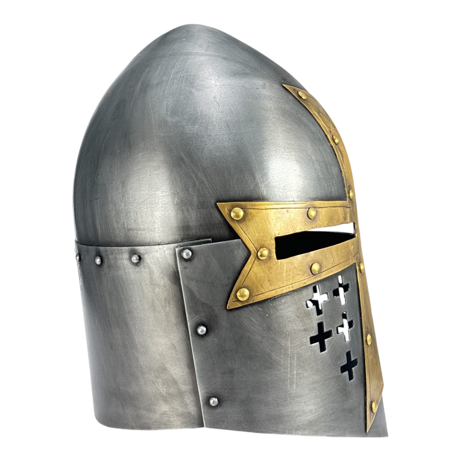 Casque médiéval de chevalier templier Crusader armure Casque d'Halloween en laiton antique