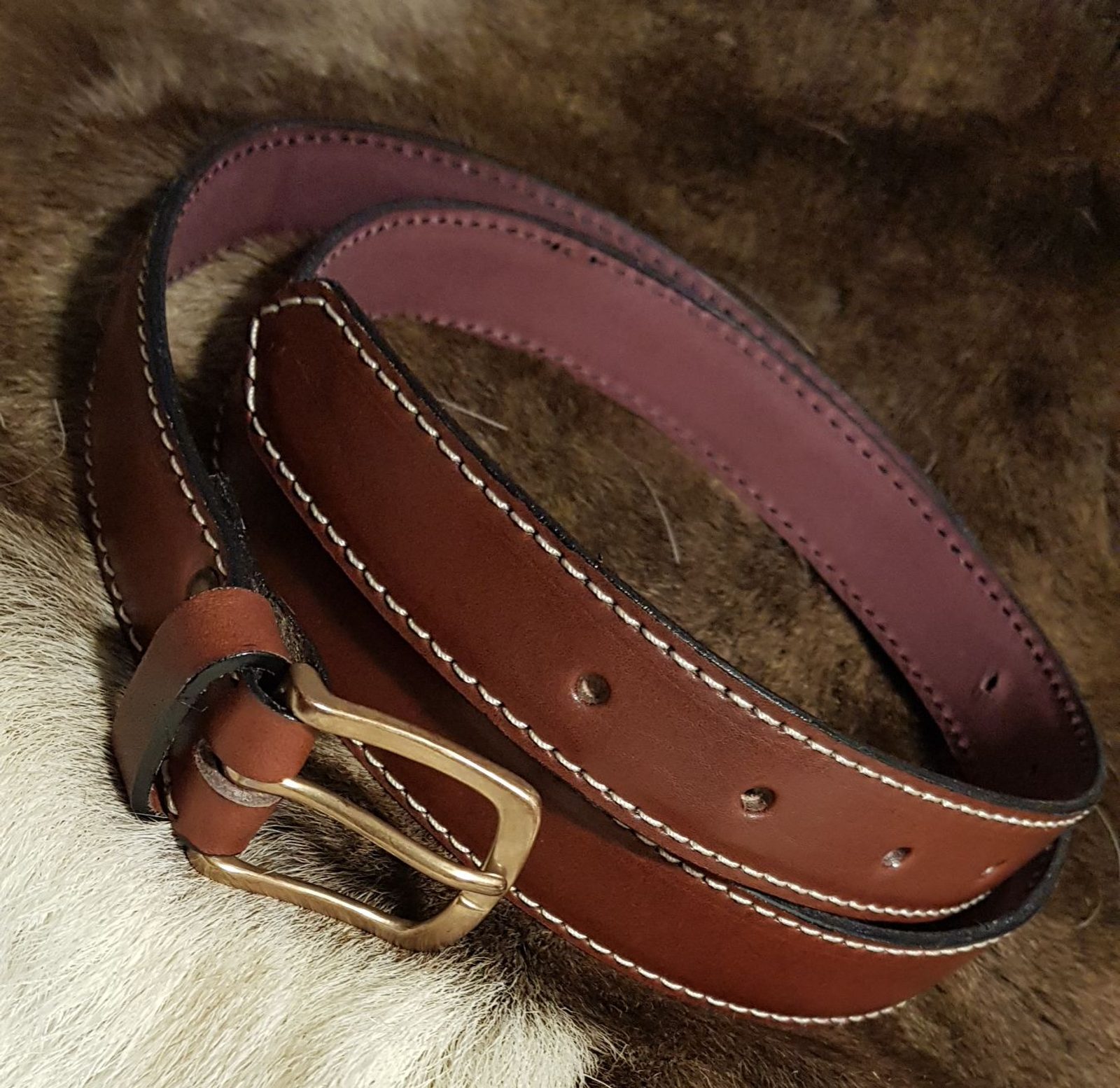 Leather tie belt with 5 large bronze medallions Buy Western Tie Leather Belt | Brown Tanned With Gold Tips  main image 3