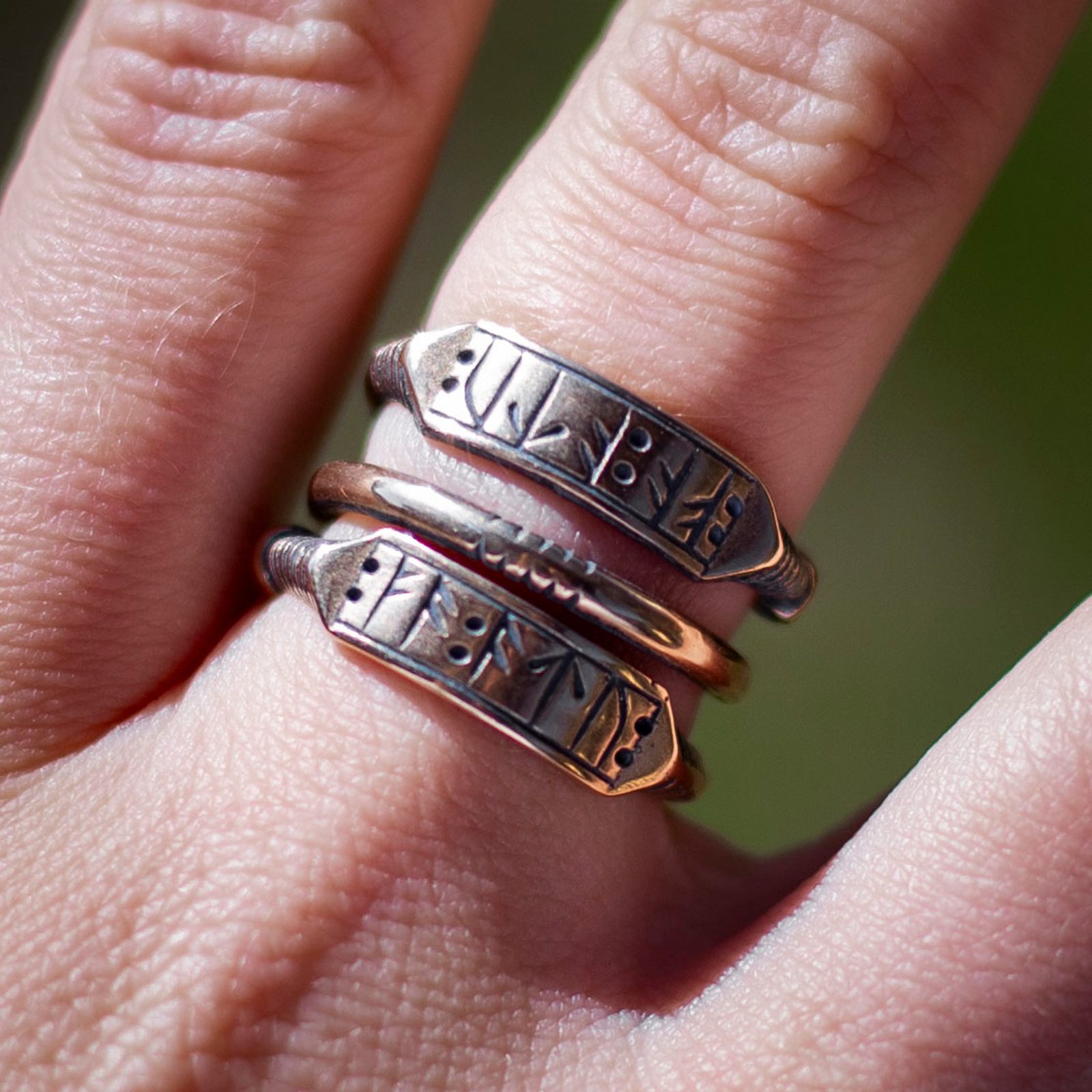 Wealth, Viking rune ring, bronze Wulflund