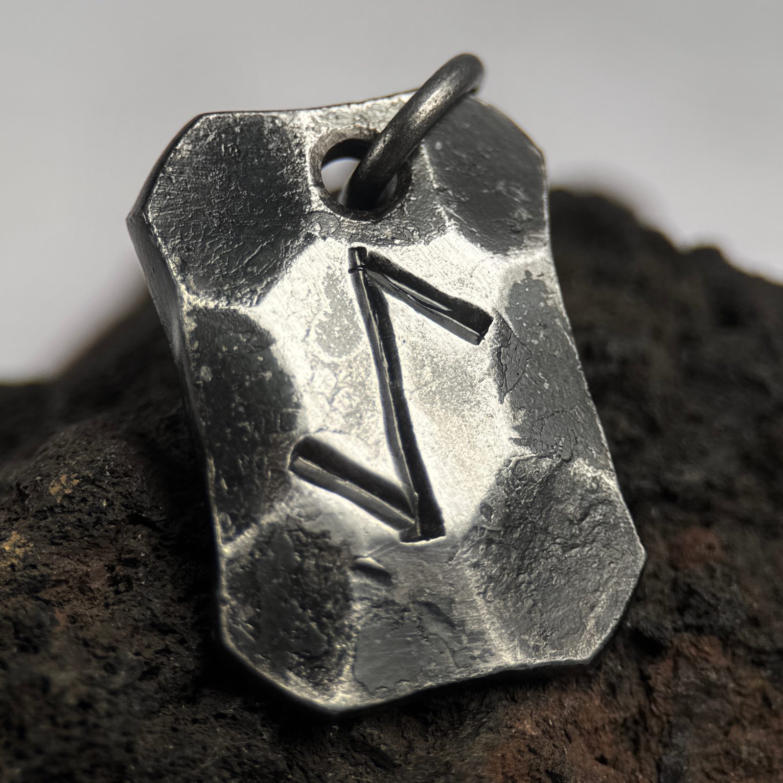 IHWAZ, forged iron rune pendant Wulflund