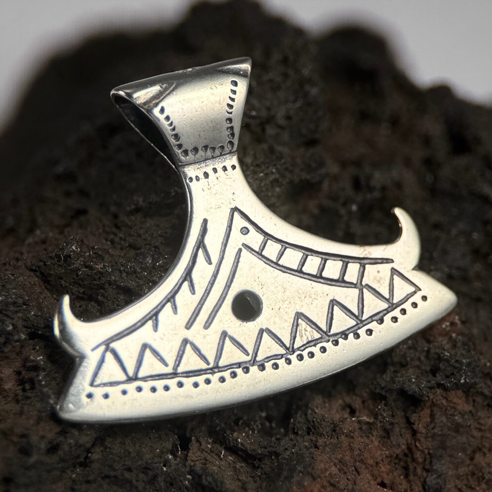 BEARDED AXE OF PERUN, silver Slavic pendant Wulflund