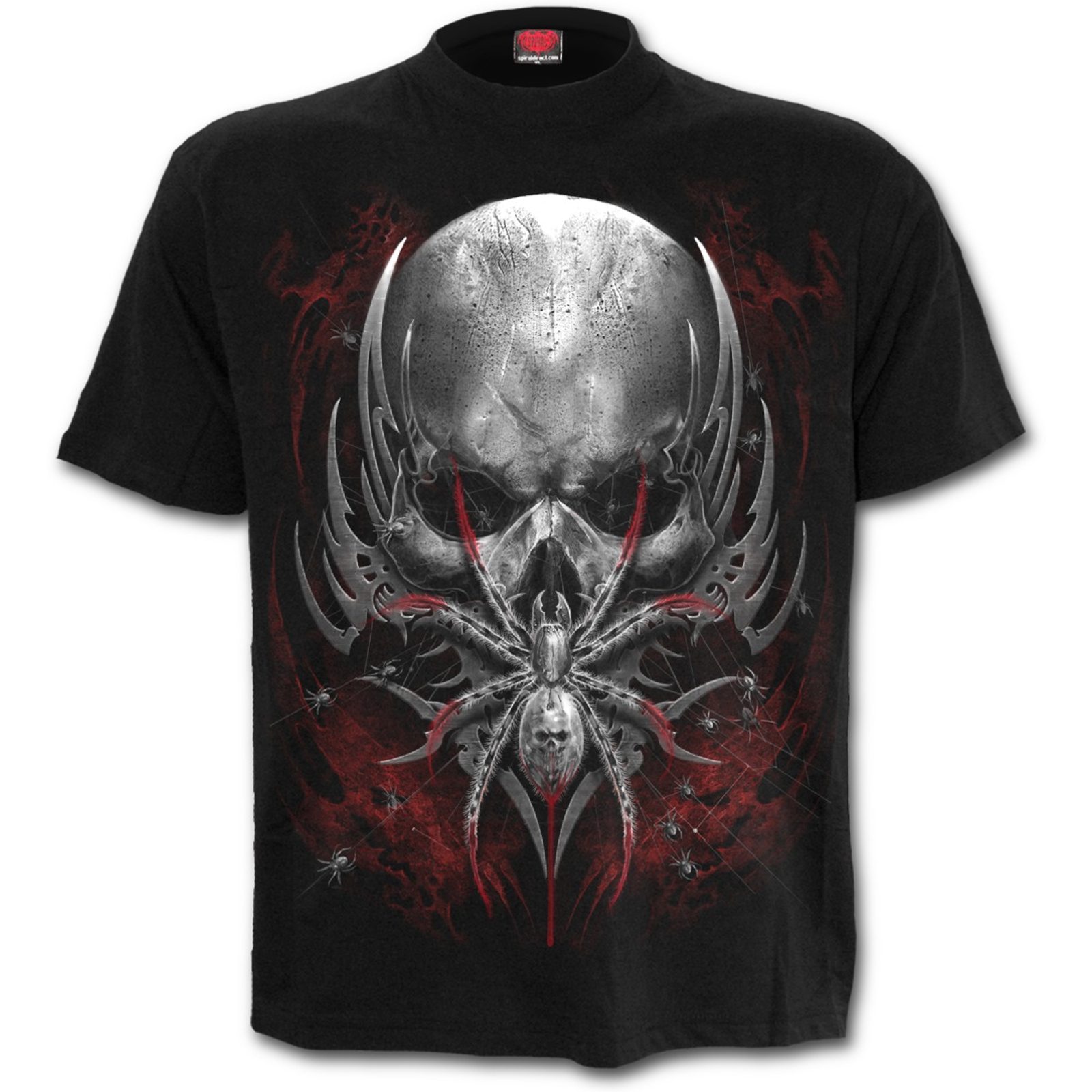 SPIDER SKULL - Front Print T-Shirt Black Wulflund