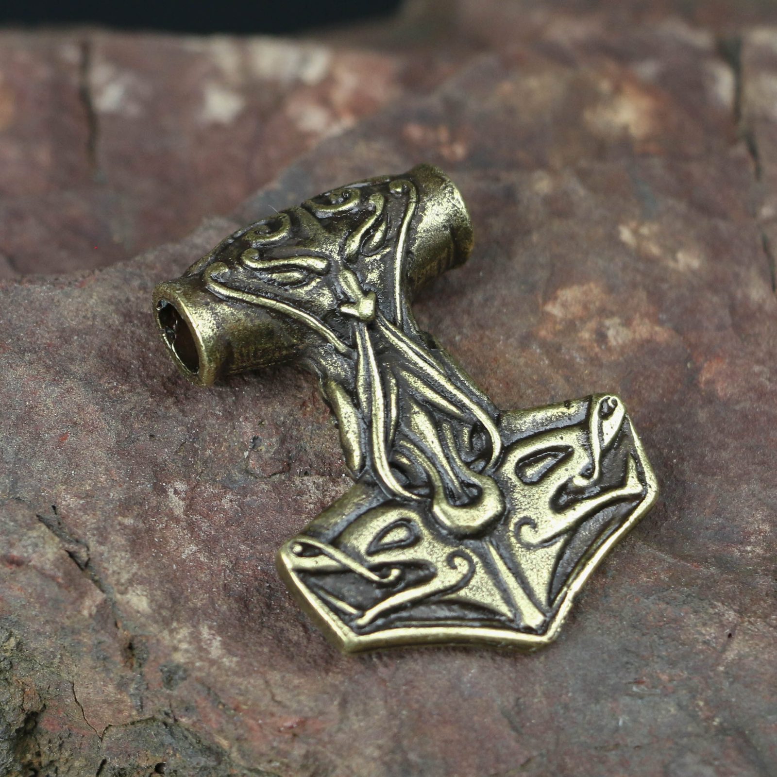 TÓR, Thors Hammer, pendant, zinc, antique brass Wulflund