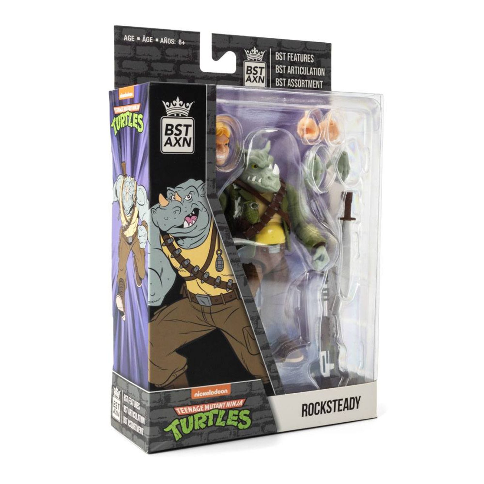 Teenage Mutant Ninja Turtles BST AXN Action Figure Rocksteady 13 cm The