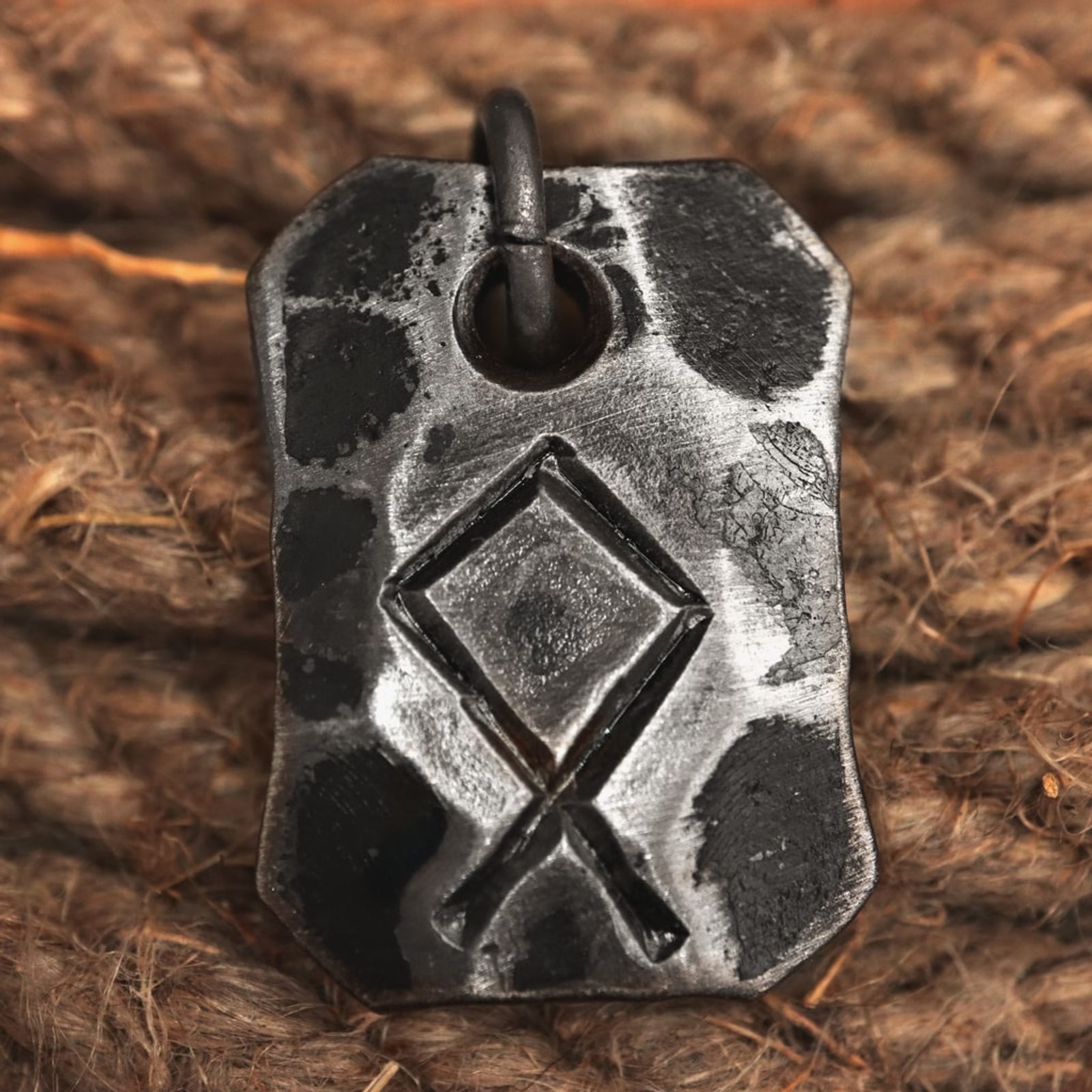 OTHALA, forged iron rune pendant Wulflund