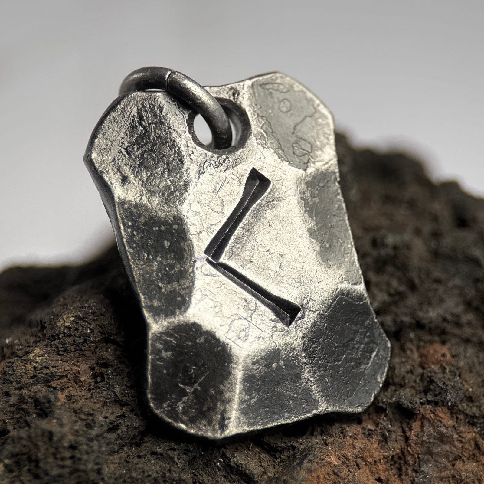KENAZ, forged iron rune pendant Wulflund