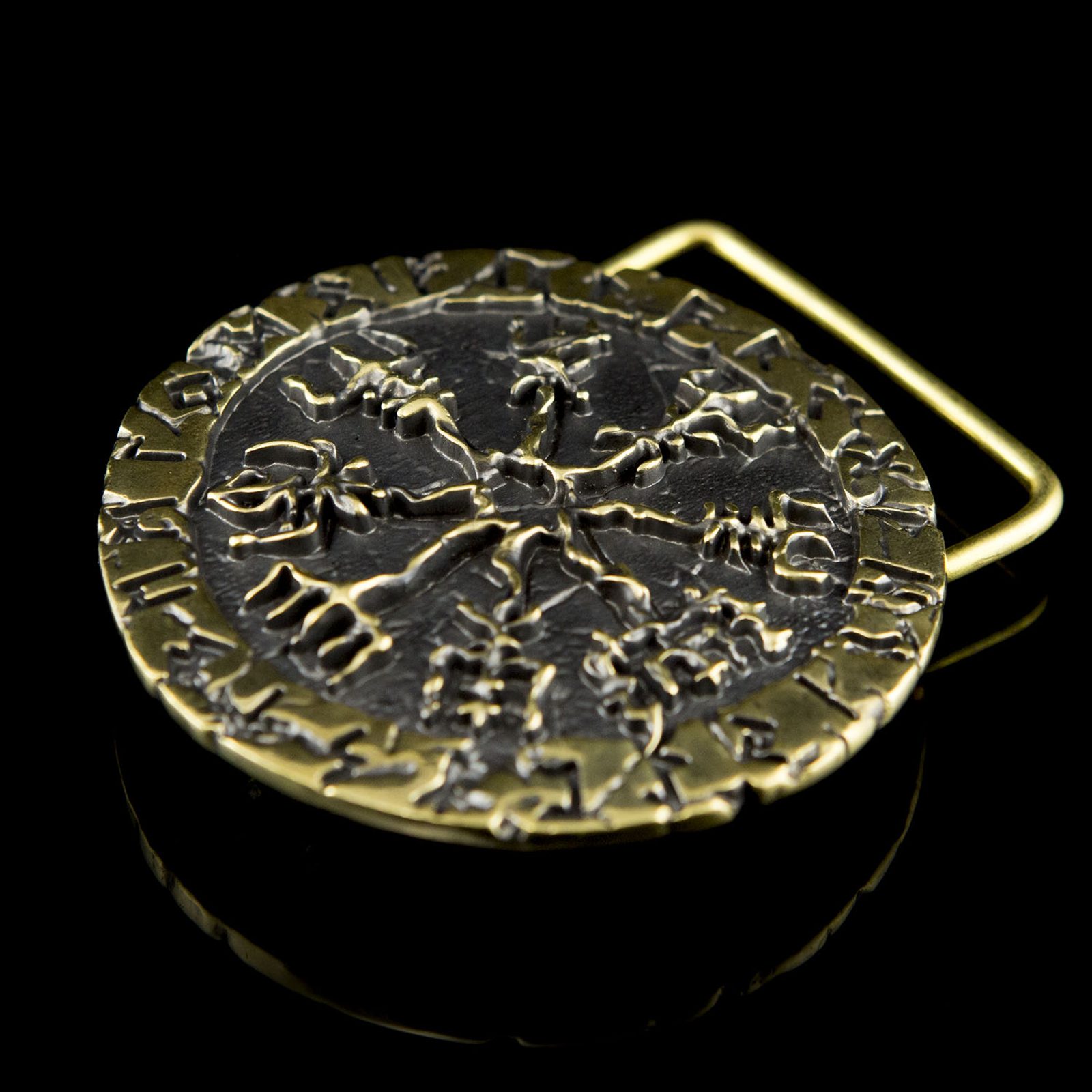 VEGVISIR, belt buckle, brass Wulflund