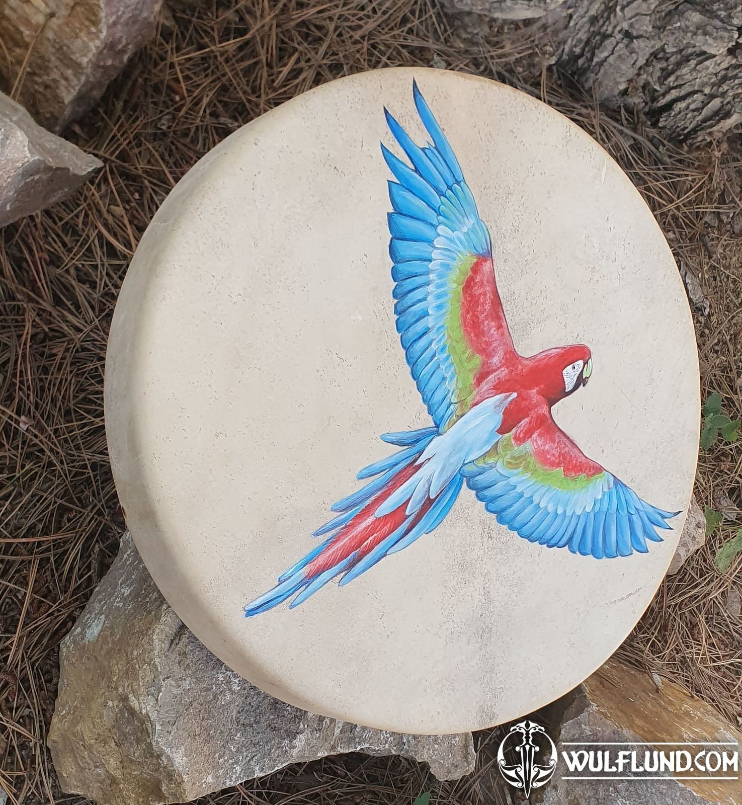 SHAMAN DRUM - Macaw parrot 40 cm Drums Music instruments, Camping and ...