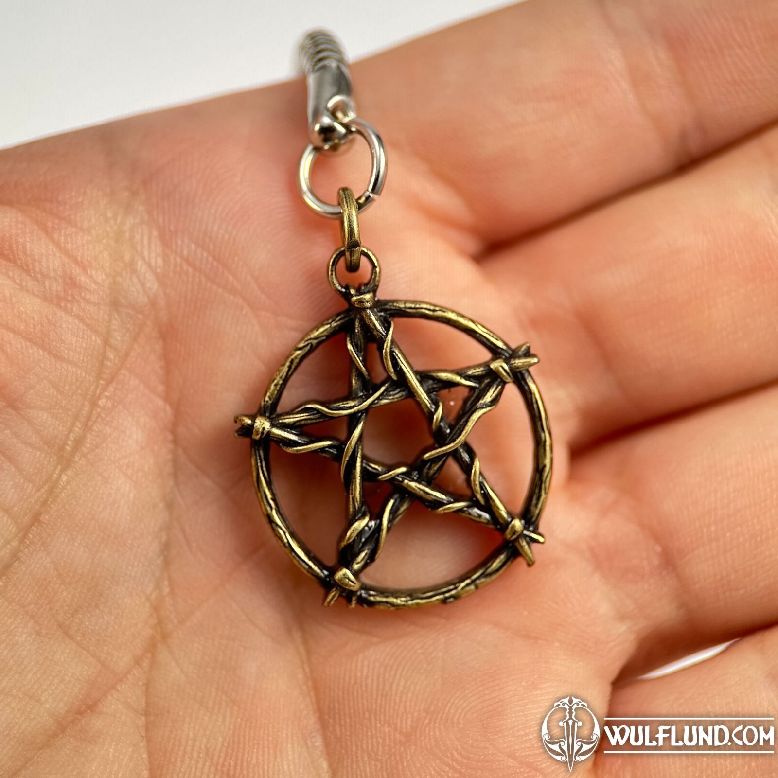 Porte-clés Satanique Pentagramme - Métal Chromé Avec Dôme En Résine, Symbole Occulte