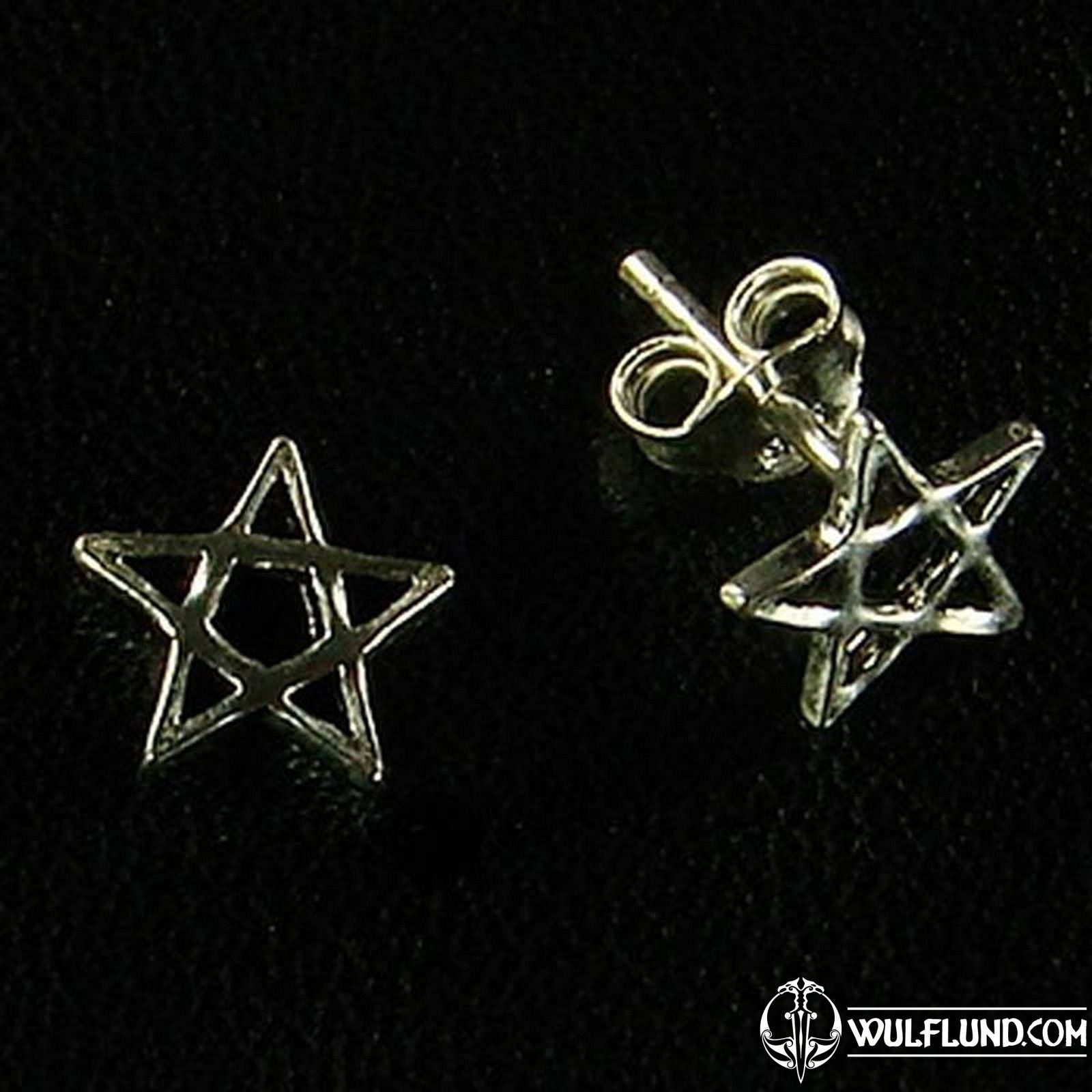 JewelryWe Ohrstecker Herren – Stern Pentagramm Amulett Aus Edelstahl, Schwarz/Silber/Gold