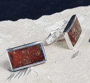 CUFFLINKS, SILVER AND AMBER - AMBER JEWELRY