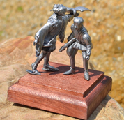 HAWKER AND HIS SERVANT, HISTORICAL TIN STATUE - PEWTER FIGURES