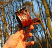 HORN HOLDER, LEATHER - WOLF CROSS - DRINKING HORNS