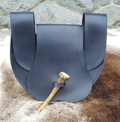 LEATHER BELT BAG WITH ANTLER, BLACK - TASCHEN