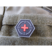 JTG TACTICAL MEDIC RED CROSS, HEXAGON PATCH, BLACKMEDIC - MILITARY PATCHES