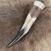 SCOTTISH THISTLE, LEATHER HORN HOLDER, BROWN - DRINKING HORNS