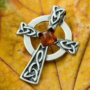 CELTIC CROSS, PENDENTIF, ARGENT, AMBRE - AMBRE ET ARGENT