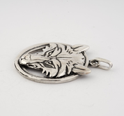 WOLF'S HEAD IN A RING, STERLING SILVER PENDANT - PENDANTS