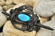 HAIR BROOCH WITH TURQUOISE - PIERRES ET FANTASY