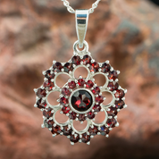 GRETA, GARNET, CZECH JEWEL, STERLING SILVER - GARNET JEWELRY - CZECH MADE