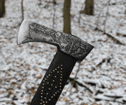 CARPATHIAN VALASKA TRADITIONAL FORGED AXE - ETCHED WITH WOLF AND DEER - AXT, SCHLAGWAFFEN