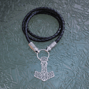 MJÖLNIR - COLLIER, BOLO EN CUIR, ARGENT, 16G - COLLIERS