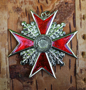 MALTESE CROSS, RED AND GOLDEN COLOUR, PENDANT - BADGES, HISTORIC JEWELS
